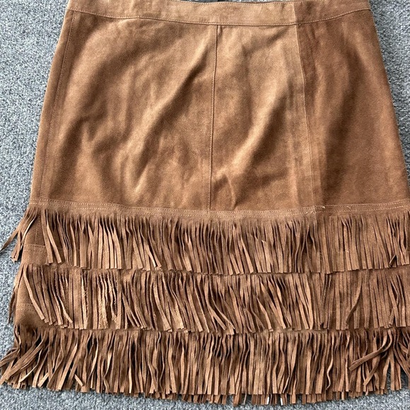 Ralph Lauren Sport RIDGWAY Suede Fringe Skirt Womens 14 Western Boho NWT Vintage - Picture 2 of 11